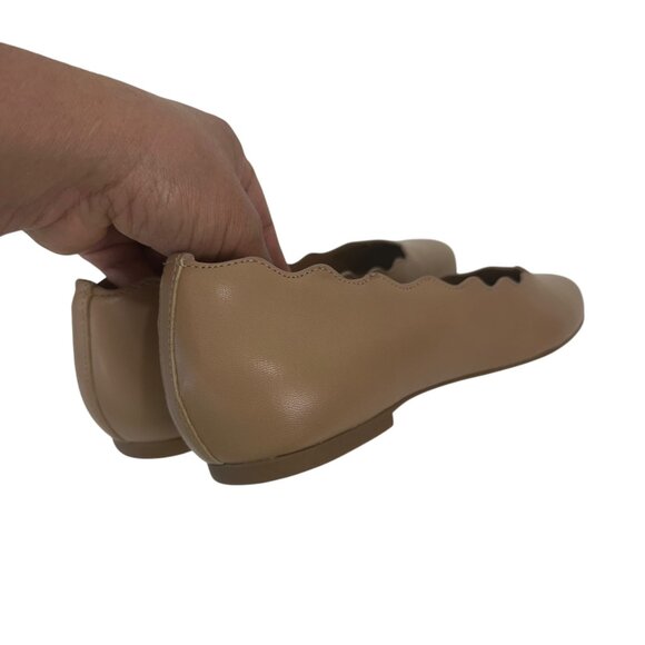 Copper Key Womens Beige Scalloped Leather Ballet Flats Size 8 Comfort Slip On - Picture 9 of 16